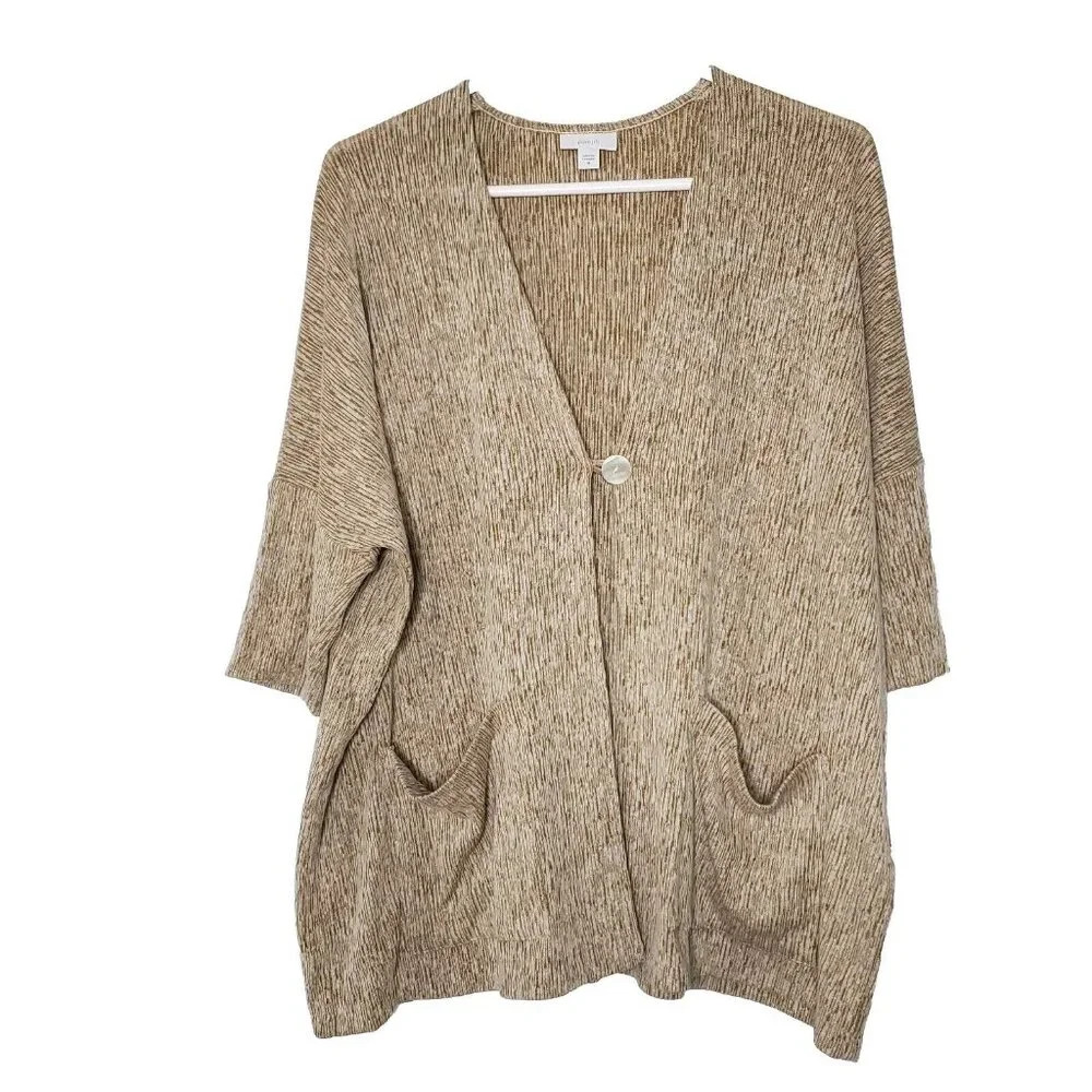 Pure Jill Linen Blend Relaxed Cardigan Sz M Minimalist Cozy Slouchy Grandmacore